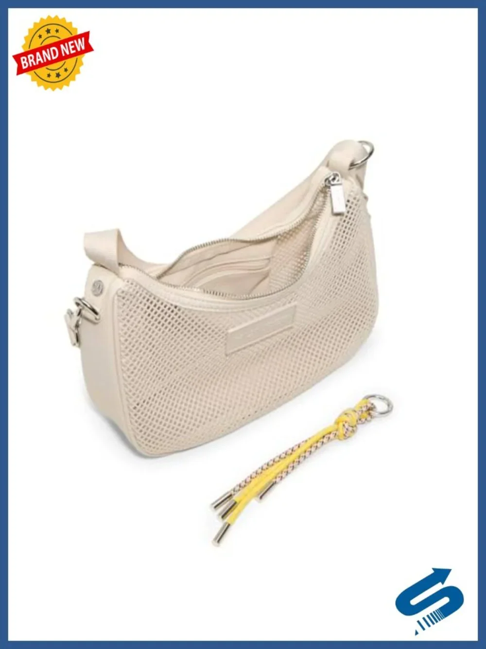 Mesh Crossbody Bag with Convertible Strap, Top Zipper, Nylon